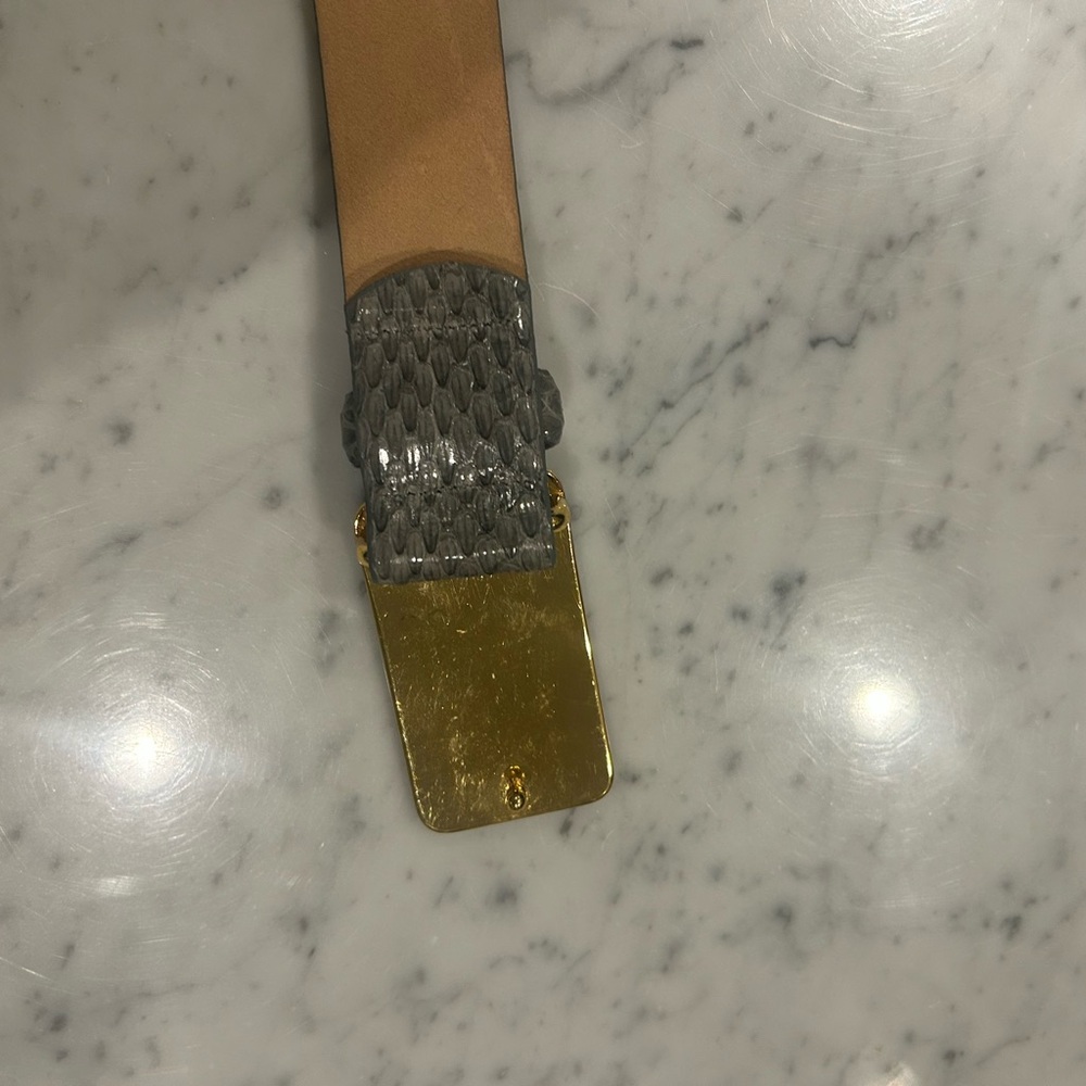 Women’s Carlisle size Large  1”skin belt. 37” length. lizard/snake grey tone - Picture 5 of 8